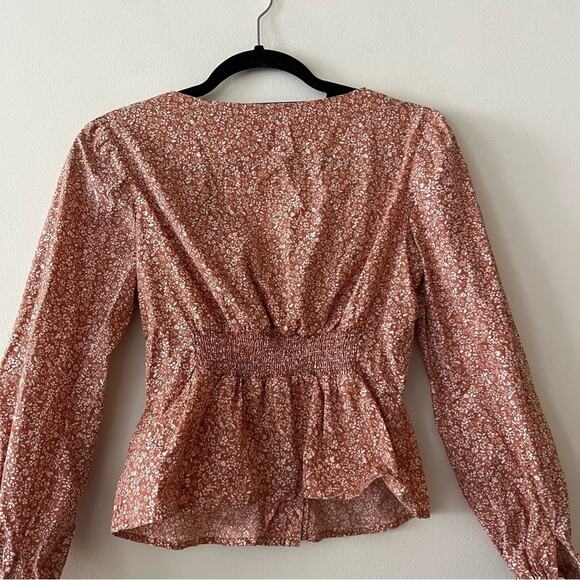 Free People Sienna Orange Floral Print Button Blouse - Picture 9 of 9